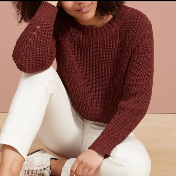 Everlane Sweaters - Everlane Textured Cotton Sweater Rust Orange Knit Size S